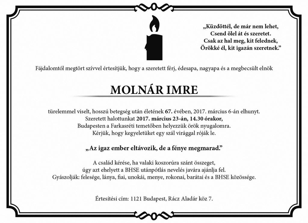 Elhunyt Molnár Imre